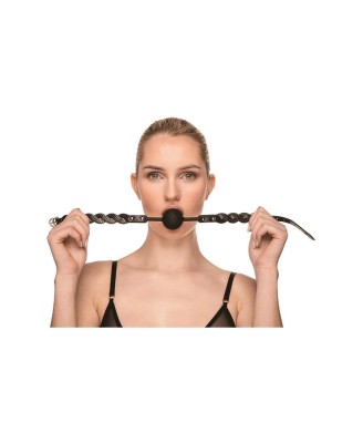 GUILTY PLEASURE MOONLIGHT BRAIDED MOUTHGAG - Czarny Knebel Kulka - kobieta z kneblem w ustach