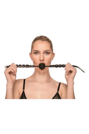 GUILTY PLEASURE MOONLIGHT BRAIDED MOUTHGAG - Czarny Knebel Kulka - kobieta z kneblem w ustach