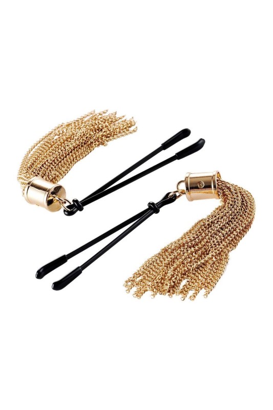 GUILTY PLEASURE Regulowane Klamry na Sutki ze Złotymi Frędzlami