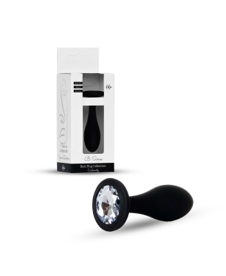 Silicone Plug Clear - L - Czarny Korek Analny z Kryształem