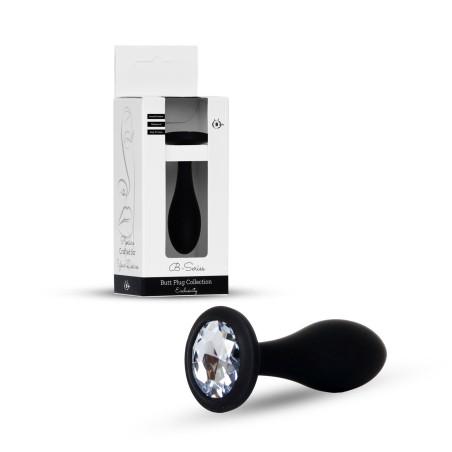 Silicone Plug Clear - L - Czarny Korek Analny z Kryształem