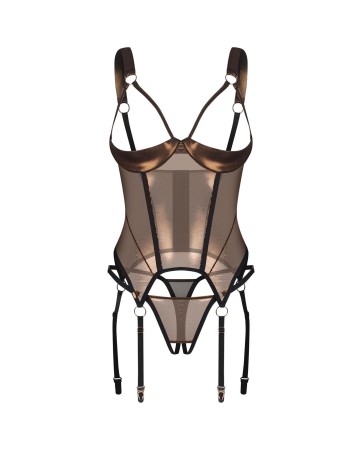 Obsessive Soranna Gorset i Stringi Otwarte - Czarny - 2XL/3XL