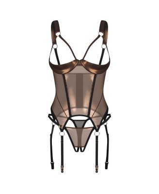 Obsessive Soranna Gorset i Stringi Otwarte - Czarny - L/XL