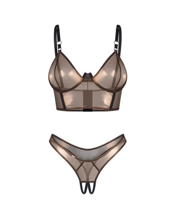 Obsessive Soranna Top i Stringi Otwarte - Czarne - S/M