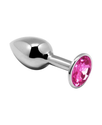 Alive Mini Metal Butt Plug L - Mały Korek Analny z Kryształkiem - Różowy