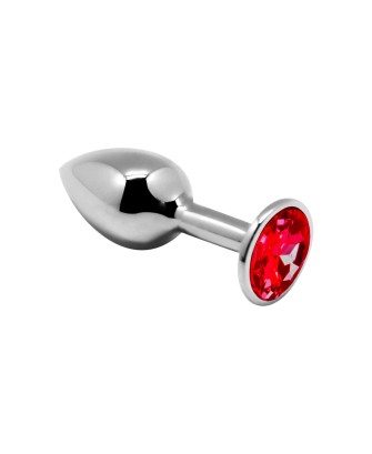 Alive Mini Metal Butt Plug M - Mały Korek Analny z Kryształkiem - Czerwony