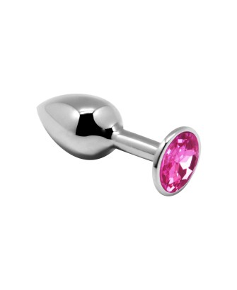 Alive Mini Metal Butt Plug M - Mały Korek Analny z Kryształkiem - Różowy