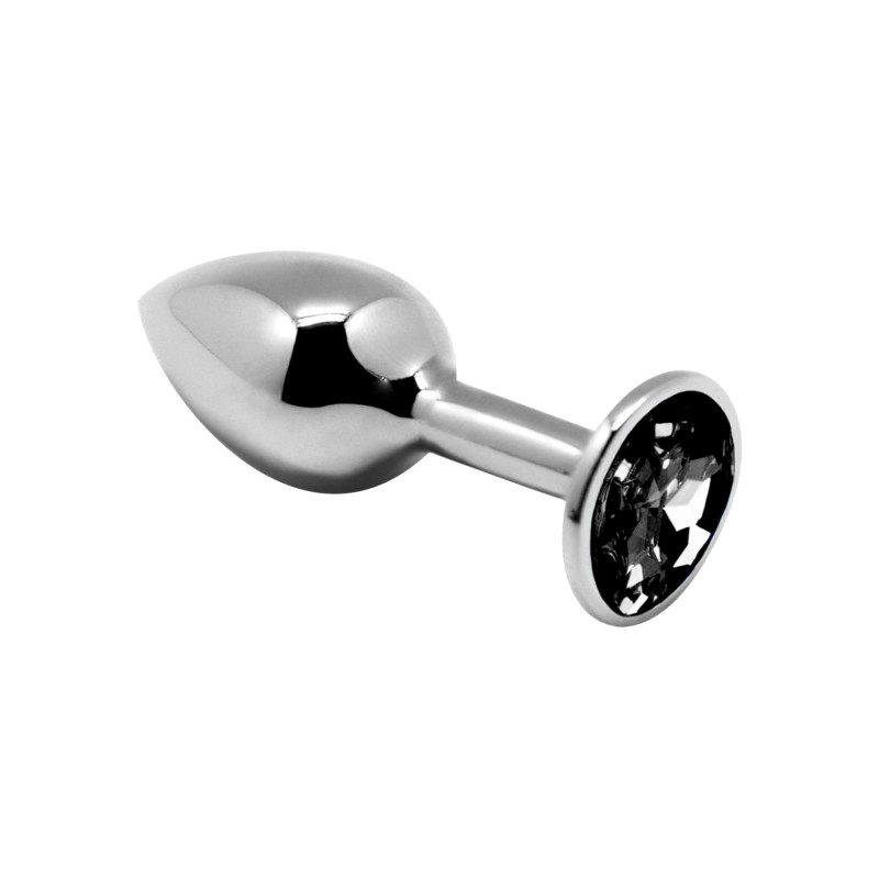 Alive Mini Metal Butt Plug M - Mały Korek Analny z Kryształkiem - Czarny