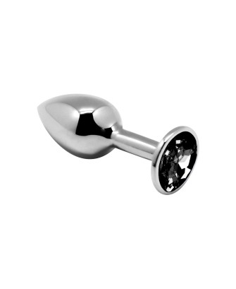 Alive Mini Metal Butt Plug M - Mały Korek Analny z Kryształkiem - Czarny