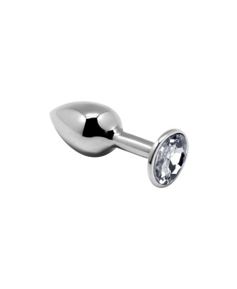 Alive Mini Metal Butt Plug S - Mały Korek Analny z Kryształkiem - Bezbarwny
