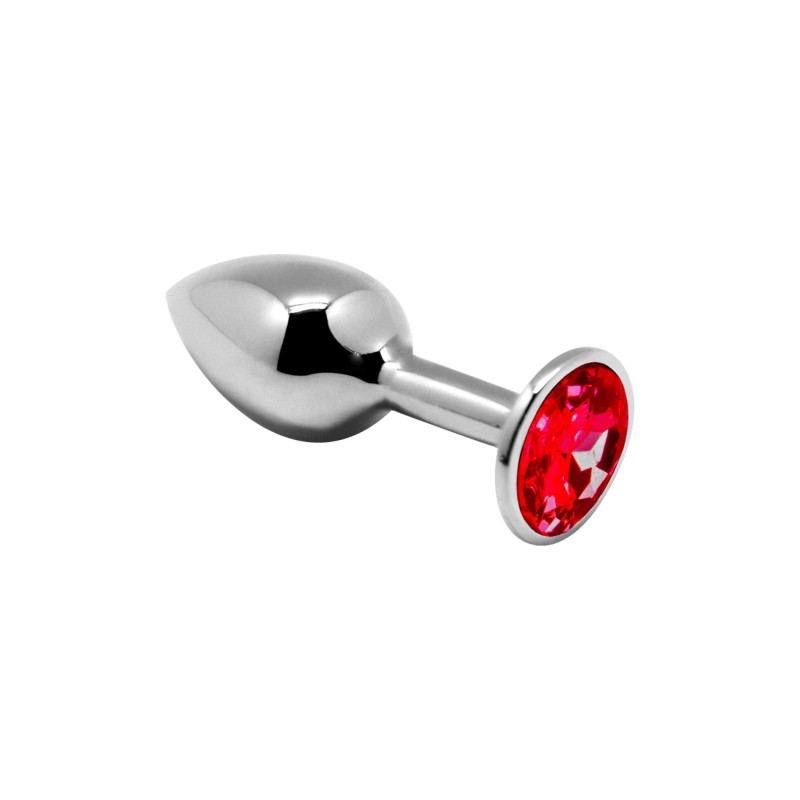 Alive Mini Metal Butt Plug S - Mały Korek Analny z Kryształkiem - Czerwony