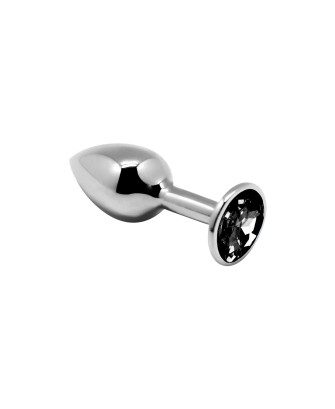 Alive Mini Metal Butt Plug S - Mały Korek Analny z Kryształkiem - Czarny