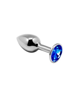 Alive Mini Metal Butt Plug S - Mały Korek Analny z Kryształkiem - Niebieski