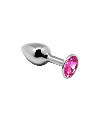 Alive Mini Metal Butt Plug S - Mały Korek Analny z Kryształkiem - Różowy