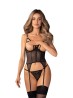 Obsessive Euridia Gorset i Stringi - Czarny - M/L