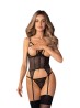 Obsessive Euridia Gorset i Stringi - Czarny - XL/2XL