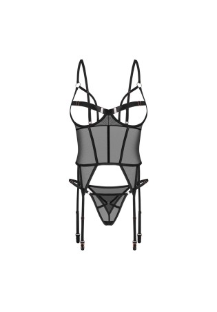 Obsessive Euridia Gorset i Stringi - Czarny - XL/2XL