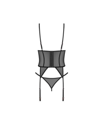 Obsessive Euridia Gorset i Stringi - Czarny - XL/2XL