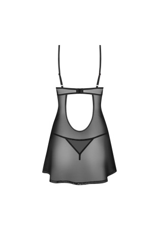 Obsessive Euridia Koszulka Nocna i Stringi - Czarna - M/L