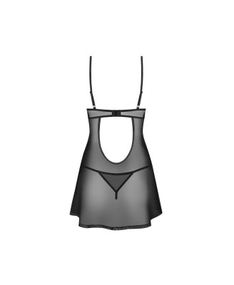 Obsessive Euridia Koszulka Nocna i Stringi - Czarna - XL/2XL