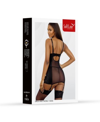 SoftLine Collection - Prześwitująca Sukienka i Stringi 110836 - Czarna - XL