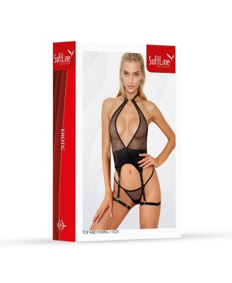 SoftLine Collection Siateczkowe Body 11025 - Czarne - XL