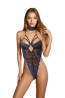 SoftLine Collection Koronkowe Body z Chokerem 11030 Niebiesko-Czarne - M
