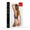 SoftLine Collection Koronkowe Body z Chokerem 11030 Niebiesko-Czarne - L