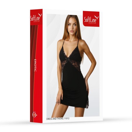 SoftLine Collection Sukienka Nocna 11012 - Czarna - 3XL