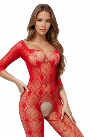 SoftLine Colection Bodystocking Otwarte 2037 - Czerwone
