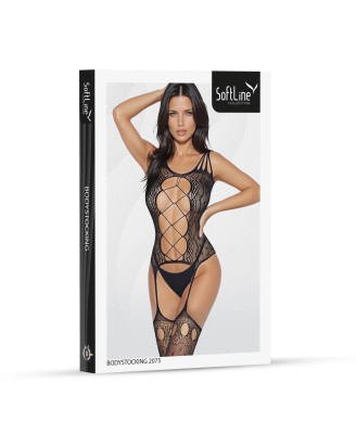 SoftLine Colection Bodystocking Otwarte 2075 - Czarne