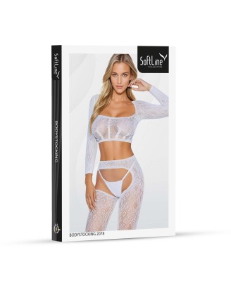 SoftLine Colection Bodystocking Otwarte 2078 - Białe