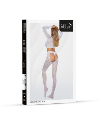 SoftLine Colection Bodystocking Otwarte 2078 - Białe