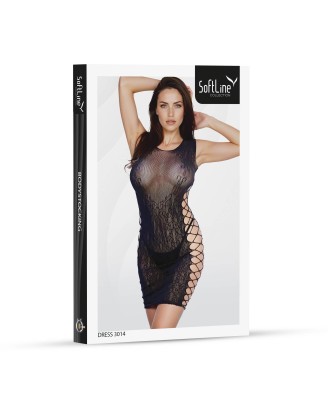 SoftLine Collection Siateczkowa Sukienka 3014 - Czarna