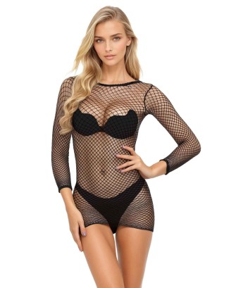 SoftLine Collection Siateczkowa Sukienka 3028 - Czarna