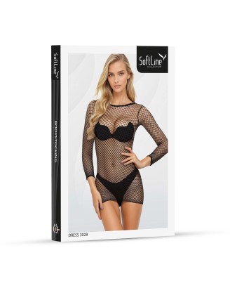 SoftLine Collection Siateczkowa Sukienka 3028 - Czarna