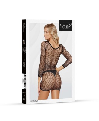 SoftLine Collection Siateczkowa Sukienka 3028 - Czarna
