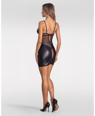 Obsessive Dominna Koszulka Wetlook i Stringi - Czarna - S/M