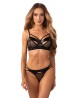 Obsessive Dominna Koronkowy Komplet 2-częściowy - Czarny - S/M