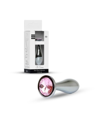 Jewellery Silver PLUG - Róż M - Korek Analny z Kryształem