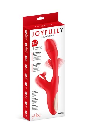Joyfully 3-in-1 - Wibrator Króliczek z Funkcją Trzęsienia - Czerwony