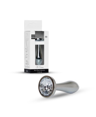 Jewellery Silver PLUG - Clear S - Srebrny Korek Analny z Kryształem