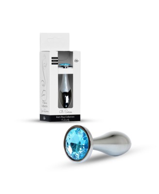Jewellery Silver PLUG - Niebieski L - Korek Analny z Kryształem