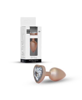 Jewellery Pearl Gold Heart PLUG - Clear M - Korek Analny z Kryształem
