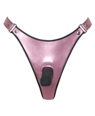 Bad Kitty Thong+Dildo - Uprzaż SprapOn z Dildo - Róż - L/XL