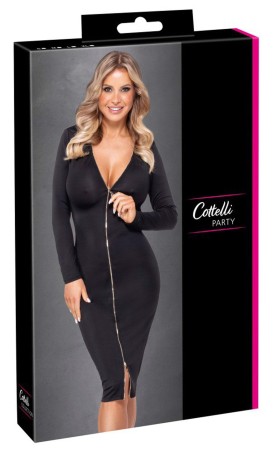 Cottelli Dress Zip - Czarna Długa Spódnica z Zamkiem - XL