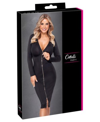 Cottelli Dress Zip - Czarna Długa Spódnica z Zamkiem - L