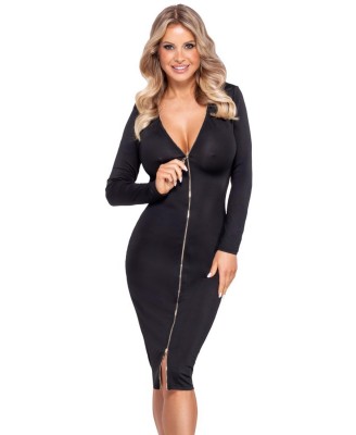 Cottelli Dress Zip - Czarna Długa Spódnica z Zamkiem - L