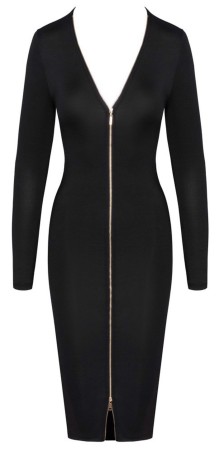 Cottelli Dress Zip - Czarna Długa Spódnica z Zamkiem - M