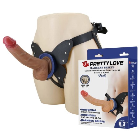 Pretty Love Wells 6.3" - Uprząż StrapOn z Cielistym Dildo - 16cm